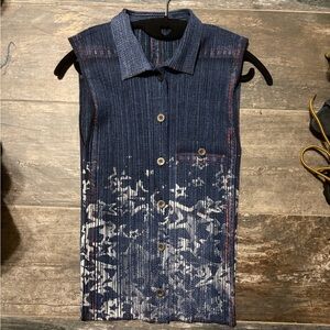 Issey Miyake RARE Denim Printed Button Up Tank
